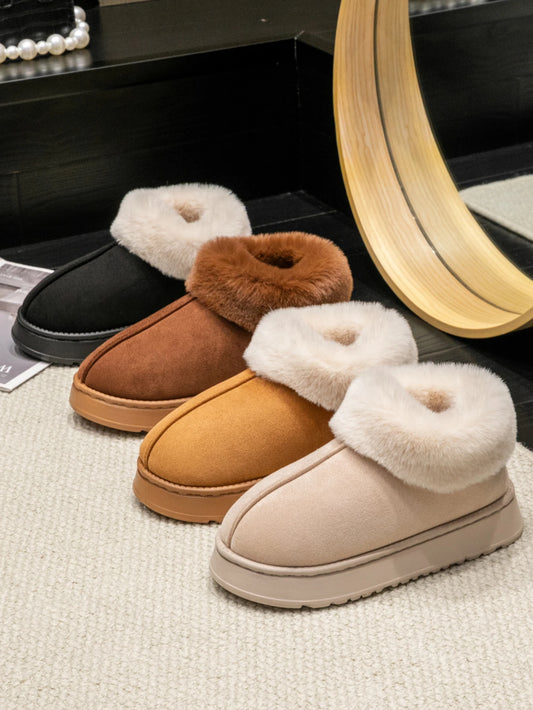 Women's Faux Fur Snow Boots – Fluffy Winter Indoor Slippers for Men & Women