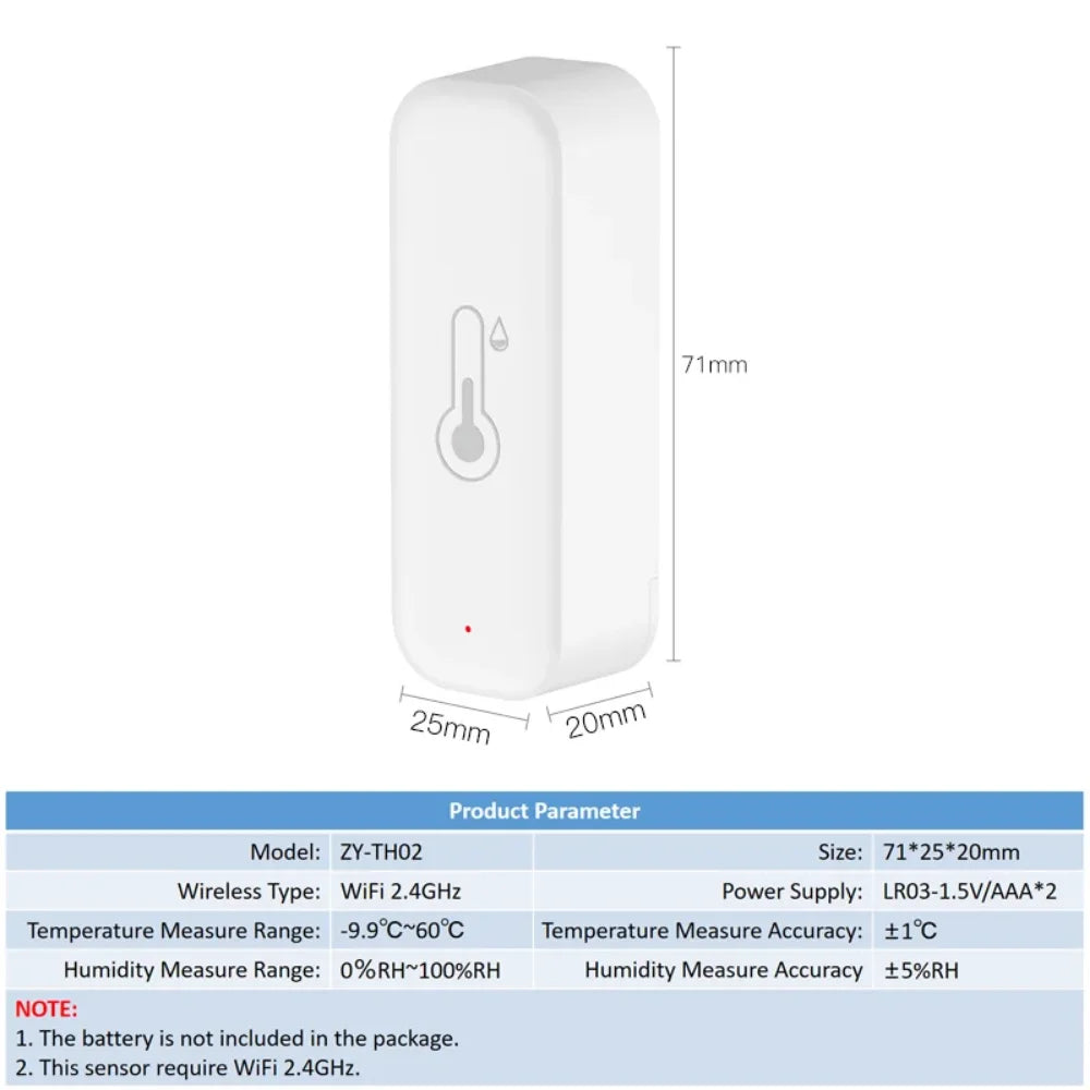 WiFi Smart Temperature & Humidity Sensor Hygrometer Works with Alexa & Google