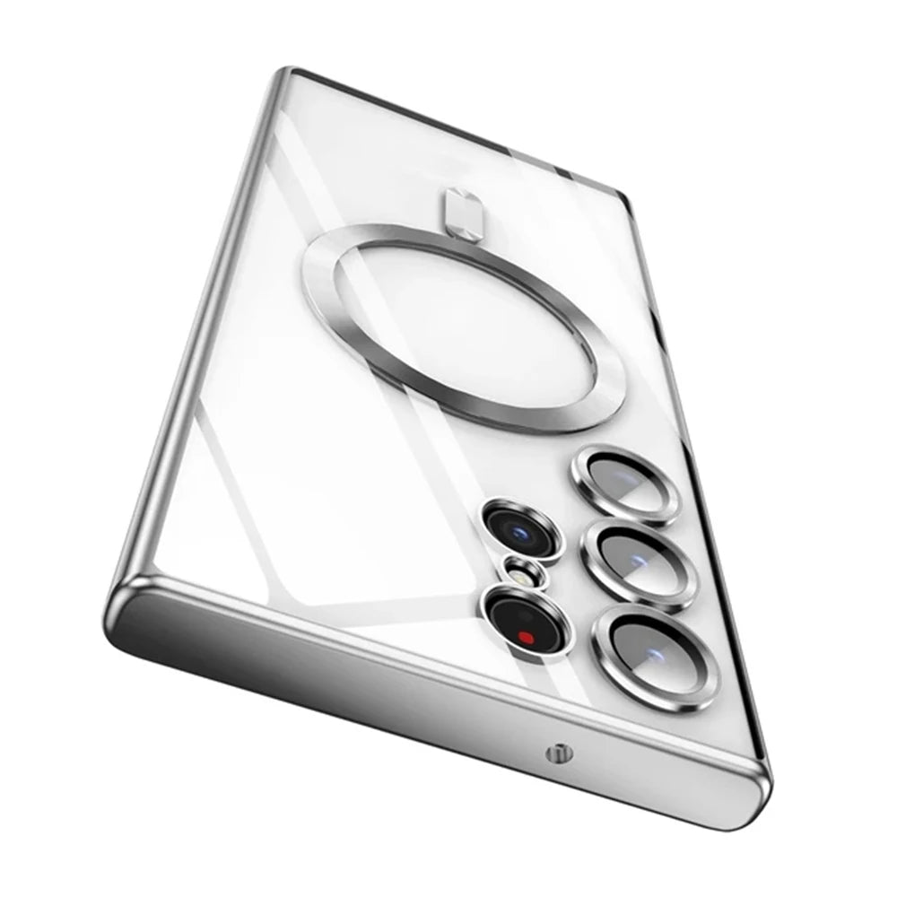 Luxury Plating Magnetic Case For Samsung Galaxy S21 S23 Fe S24 S25 Ultra S22 Plus Magsafe Cover 10H 6K Glas Camera Protect