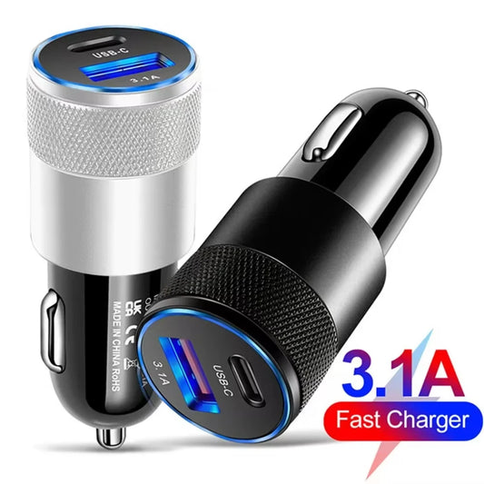 3.1A USB PD Car Charger Type C Fast Charging Car Phone Adapter For iPhone Xiaomi Huawei Car Cigarette Lighter Quick Charger