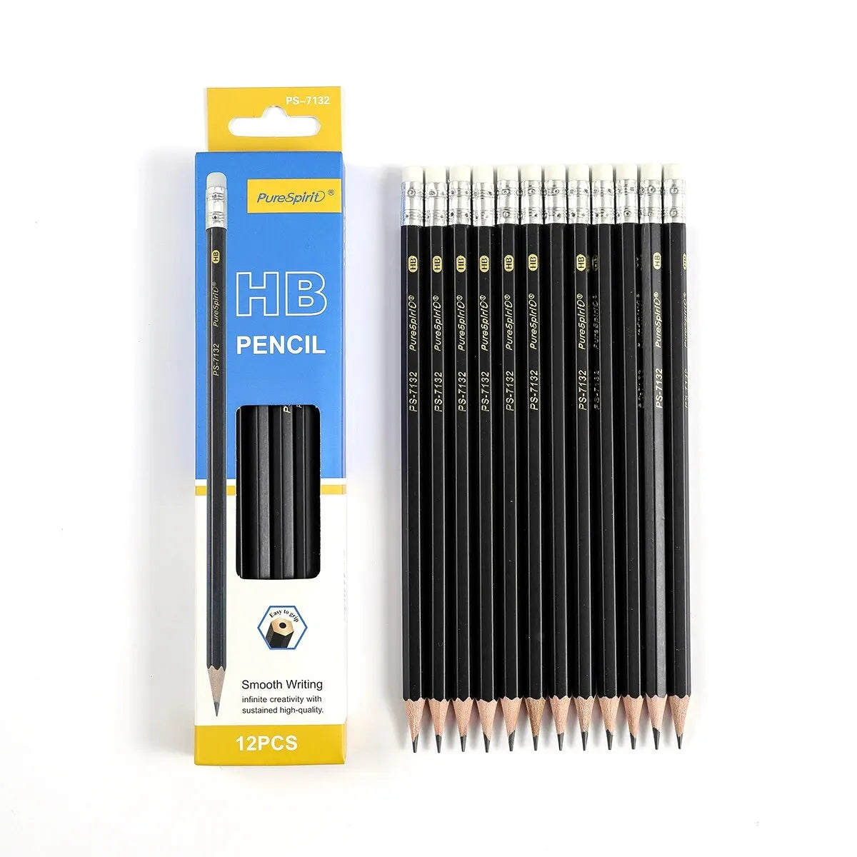 12PCS HB Pencils with Eraser Pre-Sharpened Graphite for School & Office