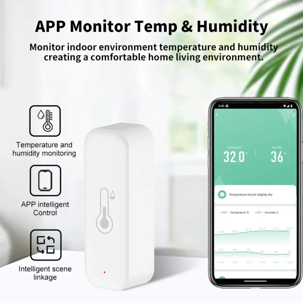 WiFi Smart Temperature & Humidity Sensor Hygrometer Works with Alexa & Google