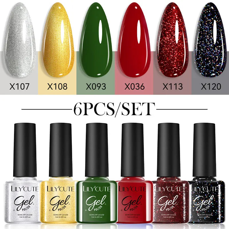 6Pcs 7ml Coffee Series Gel Nail Polish Set Soak Off UV LED Manicure Kit