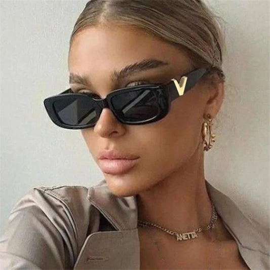 Retro Rectangle Sunglasses  Small Frame UV400 Shades for Women