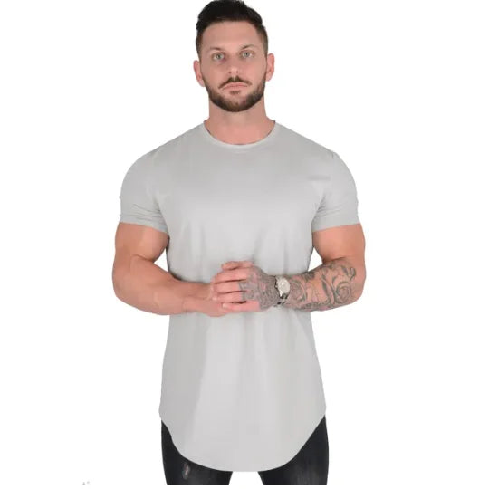 Men's Muscle Fit Gym T-Shirt  Summer Short Sleeve Workout Top, Cotton Athleisure Sports Tee