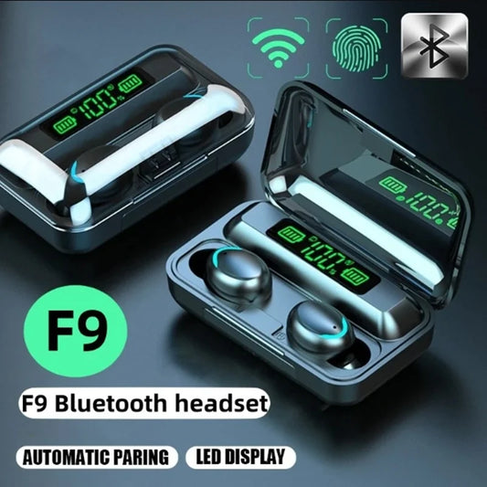 F9-5 Wireless Bluetooth Earphones HiFi Stereo Sports Earbuds, Headset with Mic, Hands-Free"