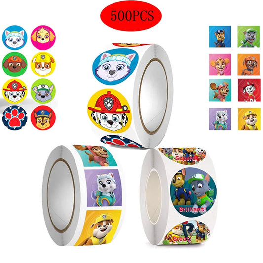 500PCS Cartoon Paw Patrol Stickers Kids Reward Envelope Sealing DIY Decor