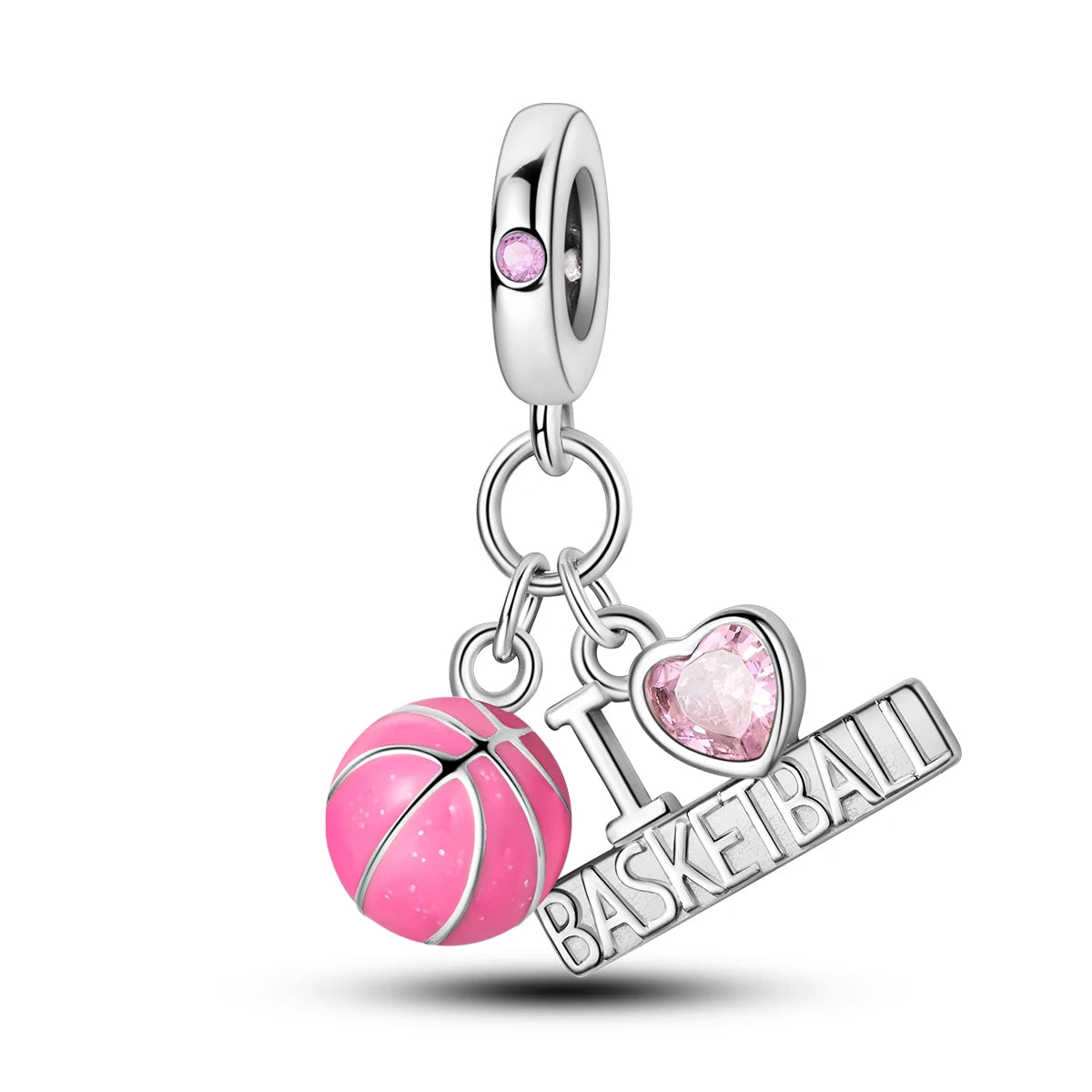 silver Dumbbell Badminn Soccer Charm Beads for Bracelet & Necklace Gift
