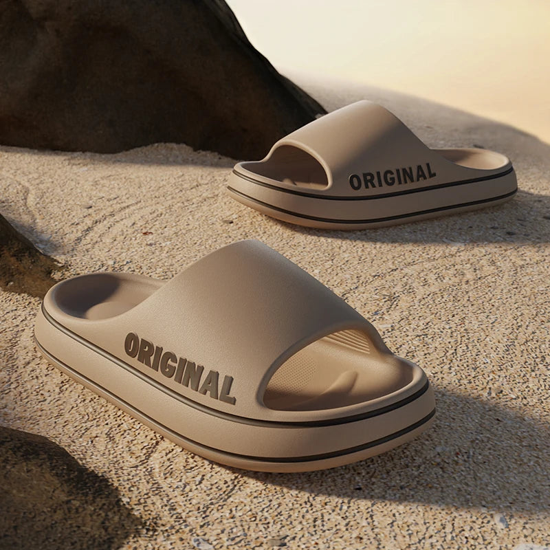 Unisex Letter Slides Slippers Thick Sole Anti-Slip Sandals for Summer