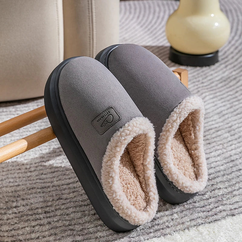 Warm Cotton Slippers for Men & Women Non-Slip Plush Indoor Sandals, Thick Sole, Winter 2024 Home Shoes"