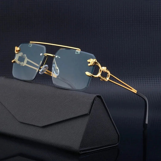 Luxury Square Rimless Sunglasses Retro Mirror UV400 for Men & Women