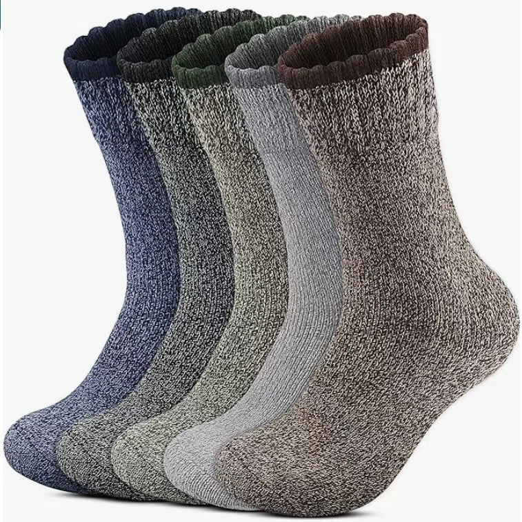 5 Pairs Men's Merino Wool Socks Thick Thermal Hiking Winter