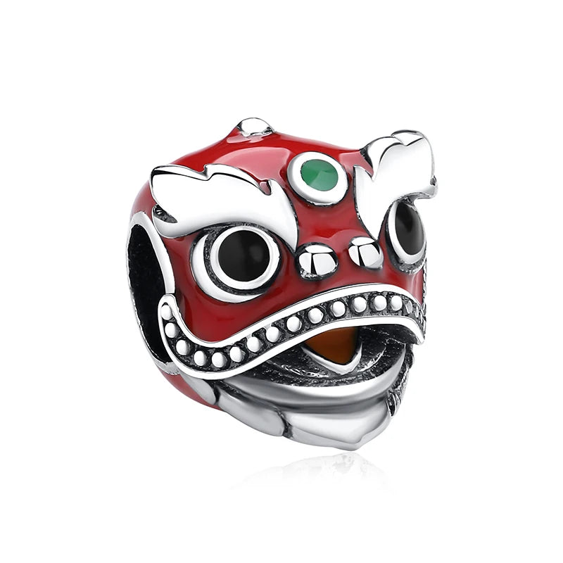 Silver Japanese Doll Fortune Cat Charm Bead for Bracelets