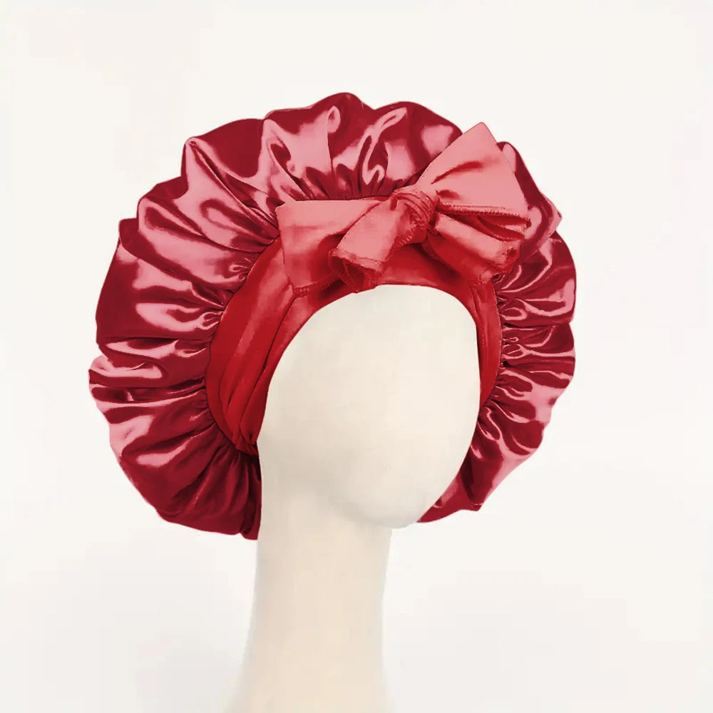 Adjustable Satin Silk Bonnet with Tie Band for Sleeping Hair Protection