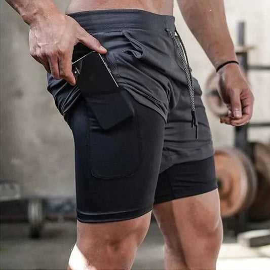 Men’s 2-in-1 Camo Running Shorts – Quick-Dry Gym Fitness Training Jogging Sports Short