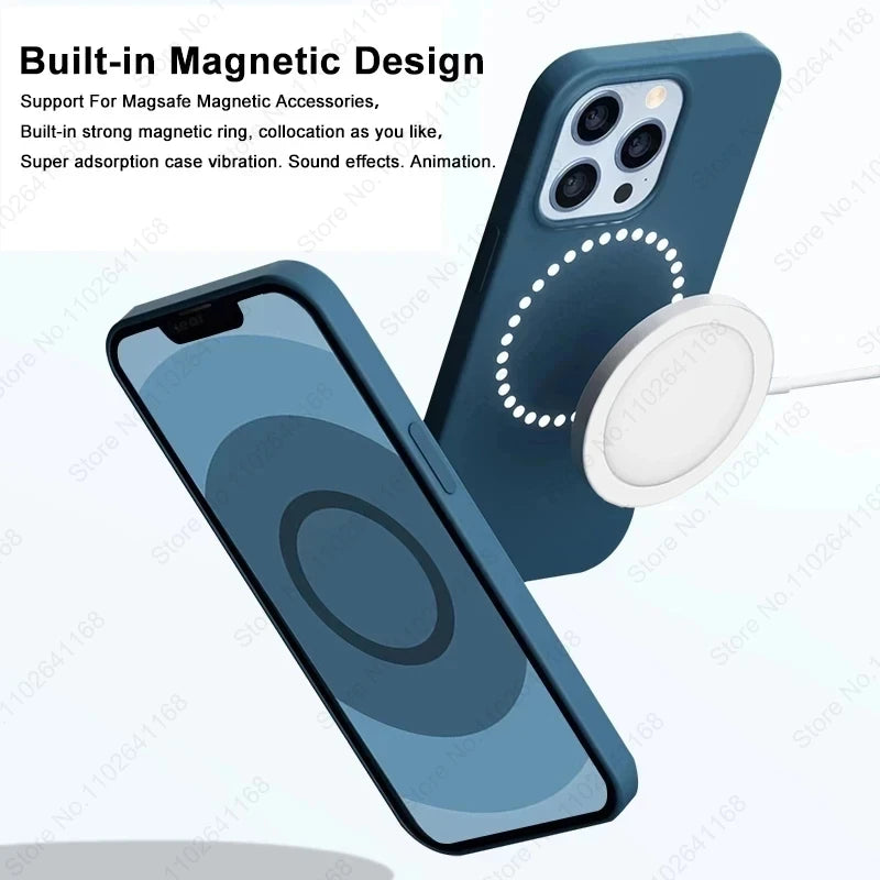 Animated Leather Case for iPhone MagSafe Magnetic Wireless Charging Cover