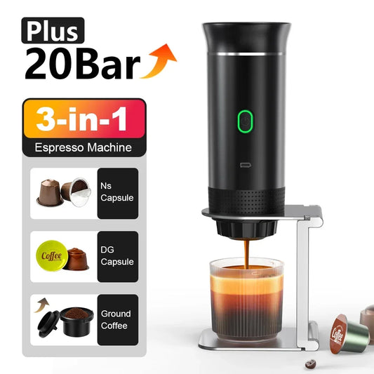 3-in-1 Capsule Powder Wireless Electric Portable Espresso Coffee Machine Maker Travel Coffee Maker