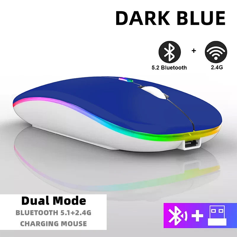 Bluetooth Wireless RGB Mouse Rechargeable for iPad PC Laptop Tablet Phone