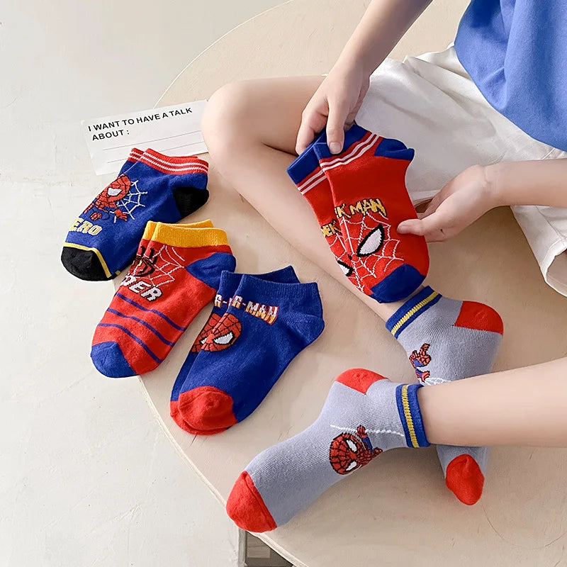 5 Pairs Kids Spiderman Socks Cartoon Boys Short Ankle 1-12Y Gift