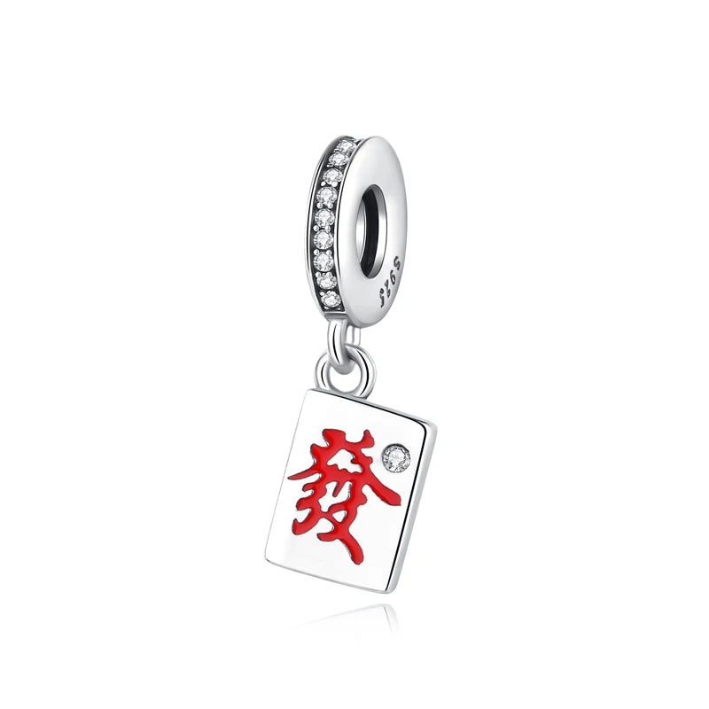 Silver Japanese Doll Fortune Cat Charm Bead for Bracelets