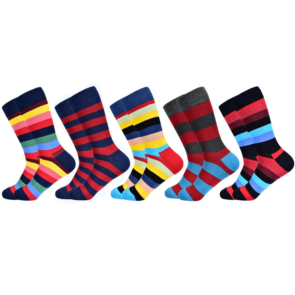 5 Pairs Men's Novelty Cotton Socks Colorful Pattern Funny Crew"