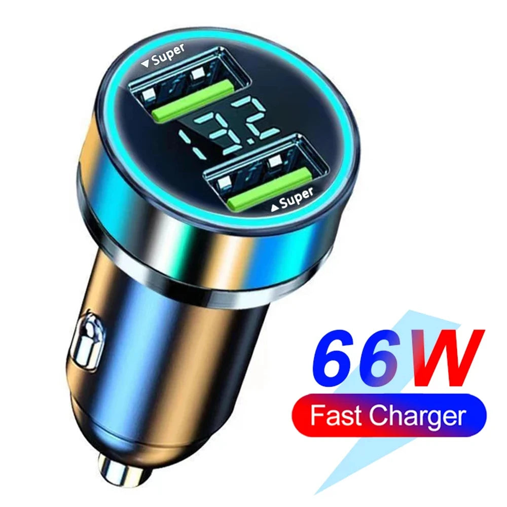 66-250W PD Car Charger QC3.0 Fast Charge 6-Port Cigarette Lighter Adapter