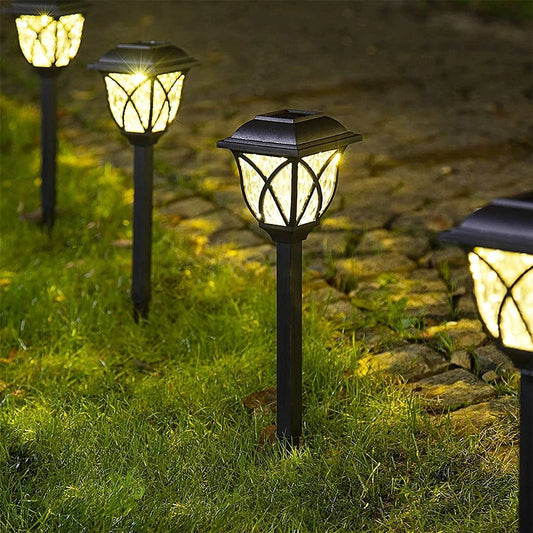 2pcs/Lot Led Solar Lawn Lights Outdoor Waterproof Warm Light Garden Decoration Lamp For Walkway Path Villa Yard Drivewayr