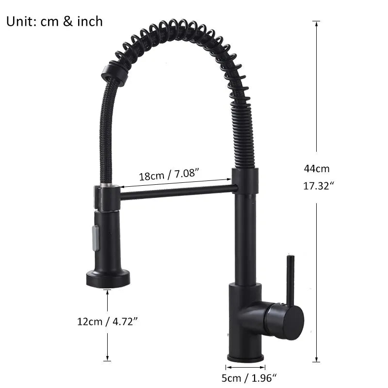 Matte Black Pull-Down Kitchen Brass Spring Dual Mode Sink Mixer Tap