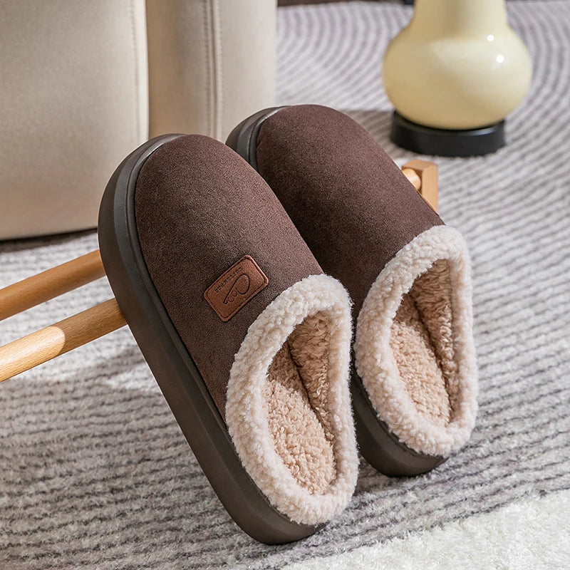 Warm Cotton Slippers for Men & Women Non-Slip Plush Indoor Sandals, Thick Sole, Winter 2024 Home Shoes"